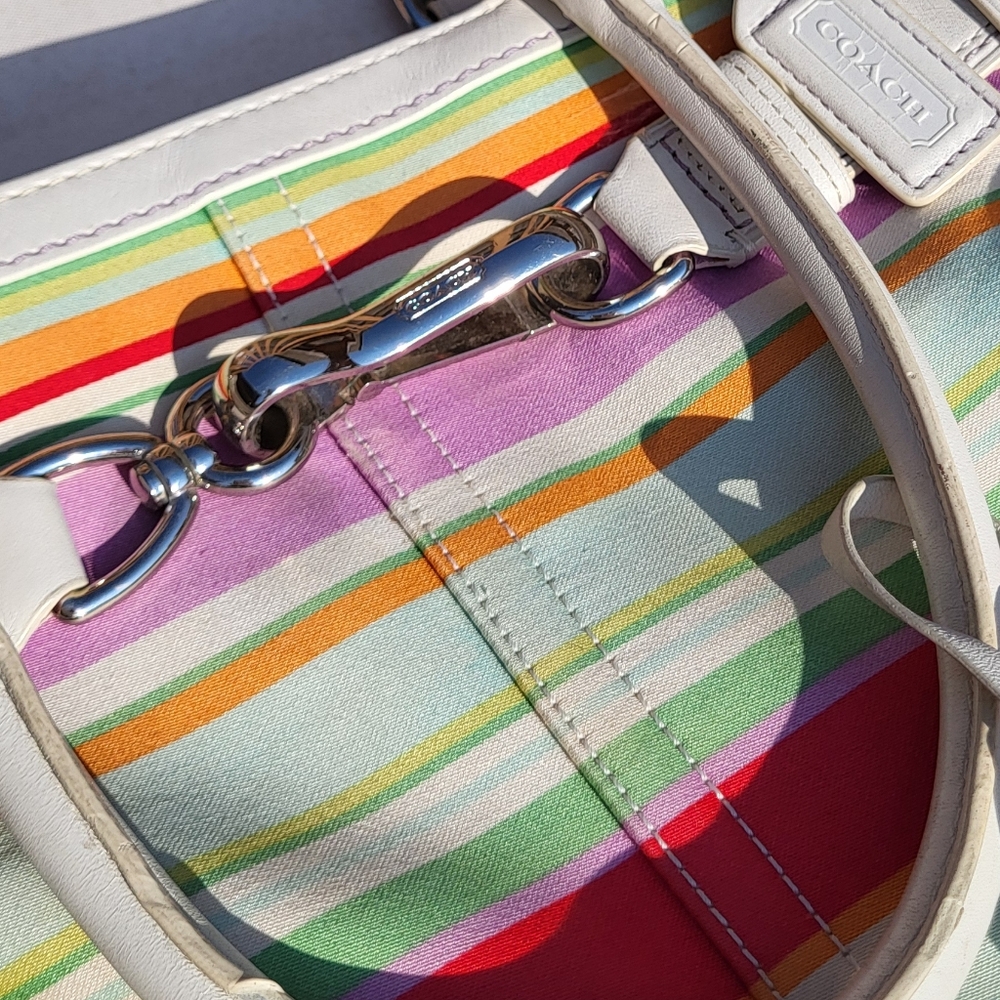 Y2K Coach F10704 Hamptons Stripe Satchel Bag - Picture 2 of 9